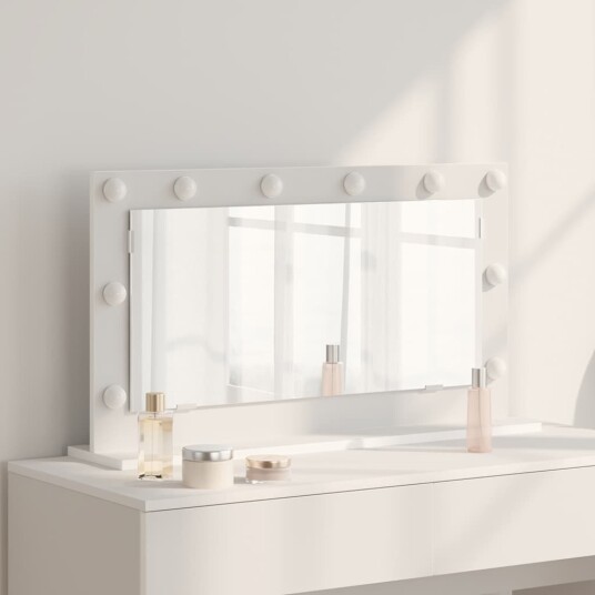 Makeup speil med LED lamper Hvit 80x45x18 cm Makeup speil med LED lamper Hvit 80x45x18 cm