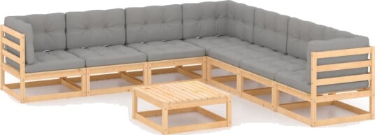 vidaXL Hagesofagruppe med puter 8 deler heltre furu