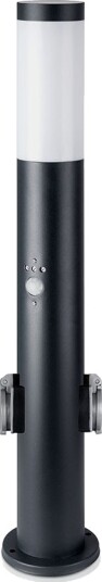 Pullertlampe 60 cm PIR sensor Sokkel Rustfritt Stål IP44 Svart