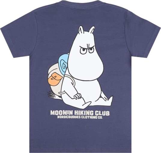 Moomin T skjorte til barn Mummitrollet på tur Mørk blå (128 140)   128 140