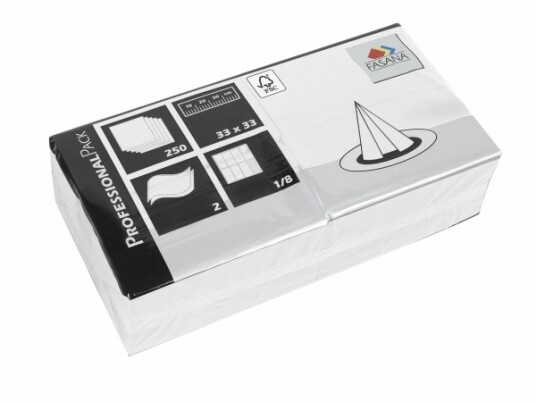 Serviet Fasana 33X33 Cm 2 Lag 1/8 Fold Hvit,6 Pk X 250 Stk