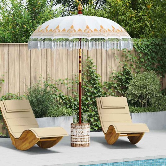 vidaXL Balinesisk parasoll med base Krem 185 x 185 x 260 cm vidaXL Balinesisk parasoll med base Krem 185 x 185 x 260 cm