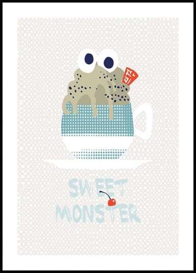 Sweet monster cupcake mint Poster Plakat / 70x100cm