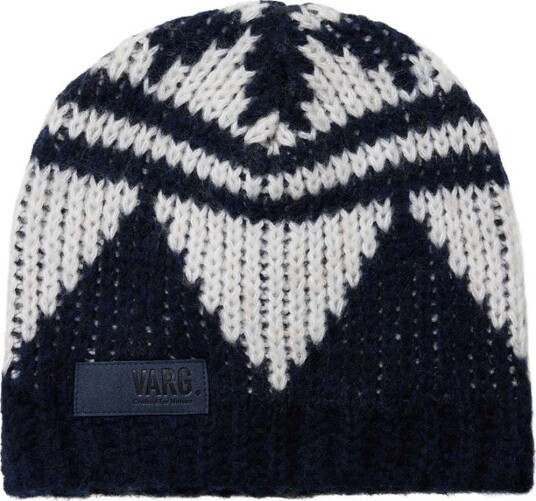 Varg Unisex Bräcke Knitted Beanie Dark Blue With Off White One Size Varg Unisex Bräcke Knitted Beanie Dark Blue With Off White One Size