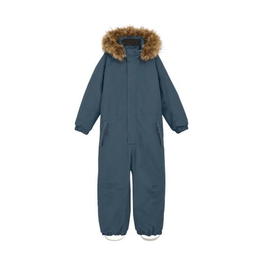 Color Kids Coverall W. Fake Fur - Blue - 98