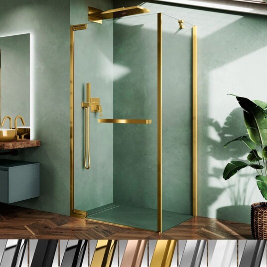 Novellini N180 FG Sidefastfelt Børstet Bronse / 80cm Klart Glass