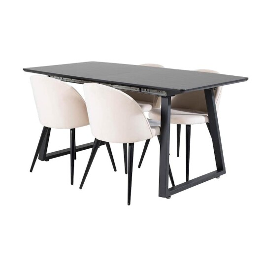 Venture Home Spisegruppe Venture Home Ina med 4 Valentina Stoler Fløyel GR20331