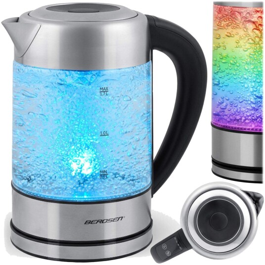 Vannkoker i glass, temperaturkontroll, 1,7 l, LED-skjerm