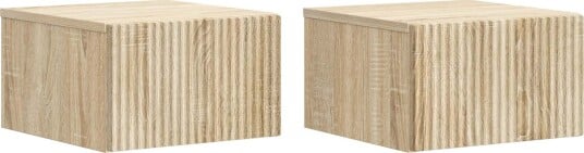 Vegghengt Nattbord med skuff 2 pcs Sonoma eik 33 x 34,5 x 20 cm