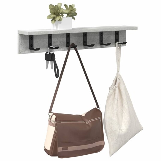  Vegghengt kleshenger med hylle Betonggrå 60 x 10.5 x 10.5 cm