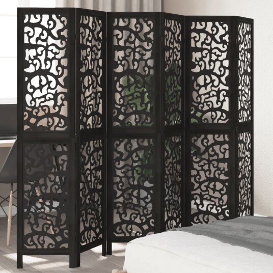 Romdeler 6 paneler svart heltre keisertre 8721012074583 Romdeler 6 paneler svart heltre keisertre 8721012074583