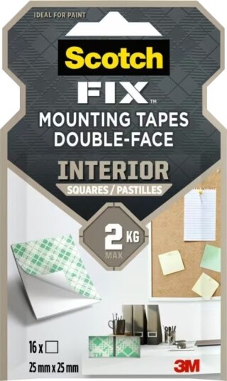 Scotch Fix™ Interior Dobbeltsidig Selvklebende Pads 16 Stk