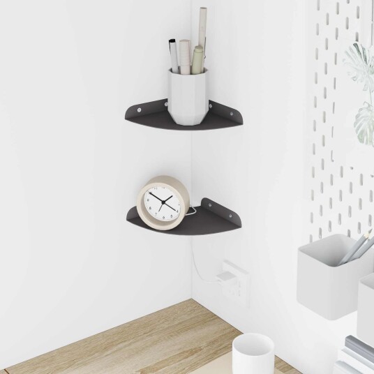 vidaXL Flytende hylle med hylle med lagring 2 pcs Svart 15 x 15 x 2 cm