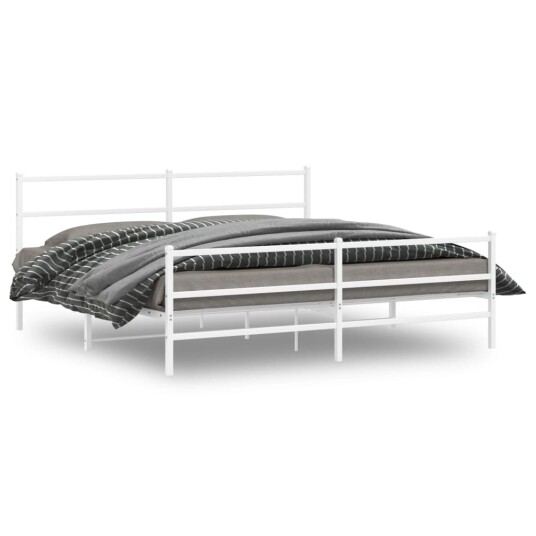 vidaXL Sengeramme i metall med hode- og fotgavl hvit 183x213 cm 8721012303348