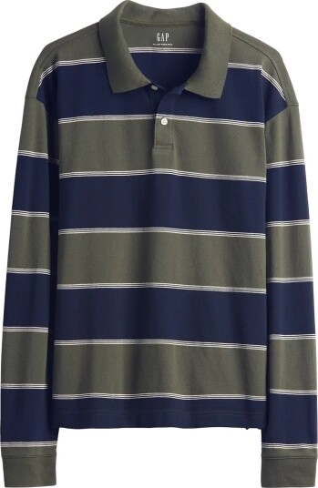 GAP Long Sleeved Polo Shirt From The Gap Collection   NAVY STRIPE   M