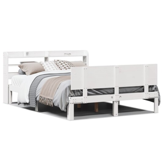 Sengeramme med hodegavl hvit 150x200 cm heltre furu 3306830 Sengeramme med hodegavl hvit 150x200 cm heltre furu 3306830