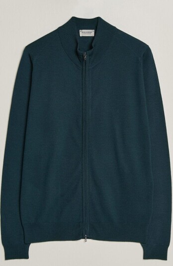 John Smedley Claygate Extra Fine Merino Full Zip Richardson Green