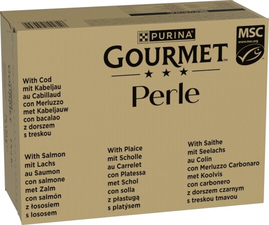 Gourmet Våtfôr Megapakke Perle Møre Biter Av Sjømat I Saus 4 Sorter 96 X 85 G