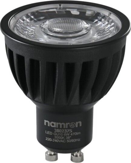 Namron LED Pære 6W 3000K sort GU10 - 3802375