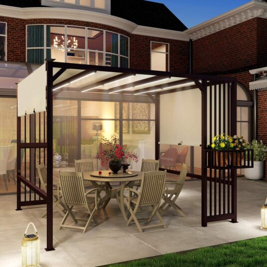 Pergola Gazebo 3x2,5m UV 30+Stabil Vintertett solbeskyttelse med justerbart skyvetak Personvern Skjermplanter Frittstående Hage Pergola Gazebo 3x2,5m UV 30+Stabil Vintertett solbeskyttelse med justerbart skyvetak Personvern Skjermplanter Frittstående Hage