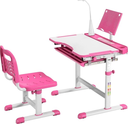 Barnebord barnebordsett med bokstativ og LED lys for gutter og jenter rosa Barnebord barnebordsett med bokstativ og LED lys for gutter og jenter rosa
