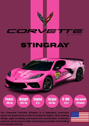 Poster Corvette Stingray Pink Edition