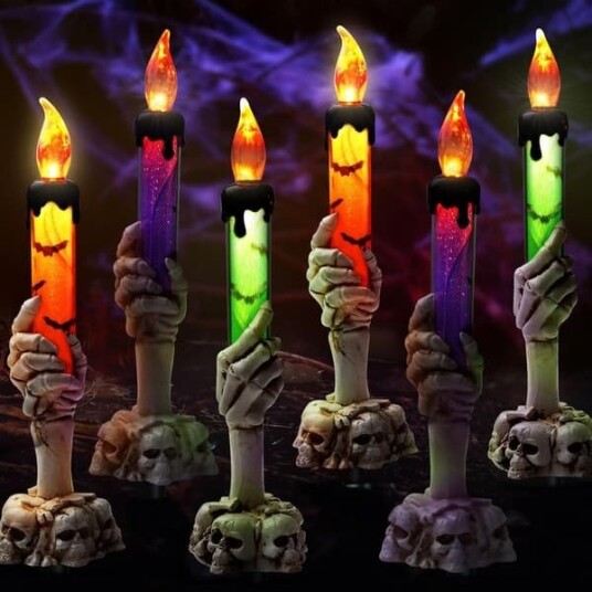 Halloween Lysende Skjeletthender Lysestaker 6 stk