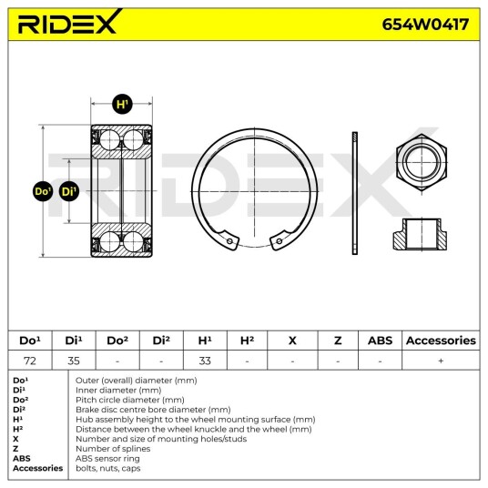 Hjullager RIDEX 654W0417