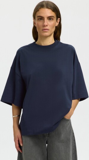 Selected Slwcolwoman 2/4 Oversized Tee Noos Navy XL