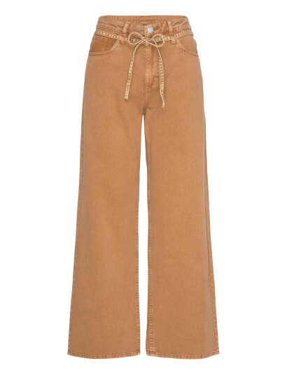 Monki Loose Tie Waist Twill Trousers - Brown - 34
