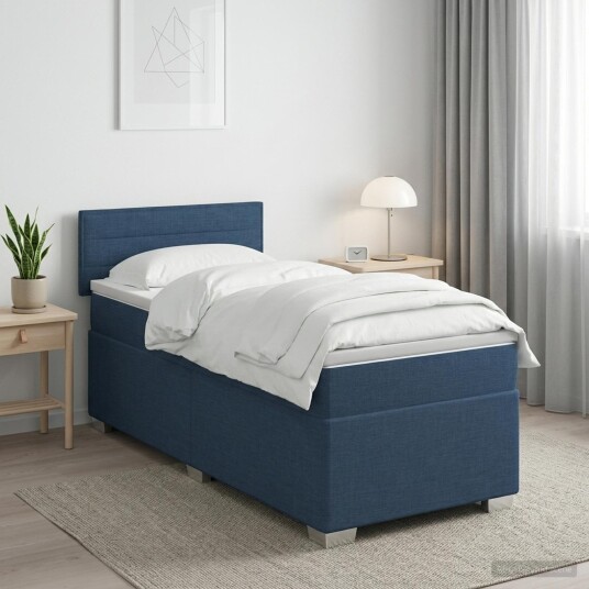 vidaXL Box Spring Seng med Madrass og LED Krem 80 x 200 cm Stoff
