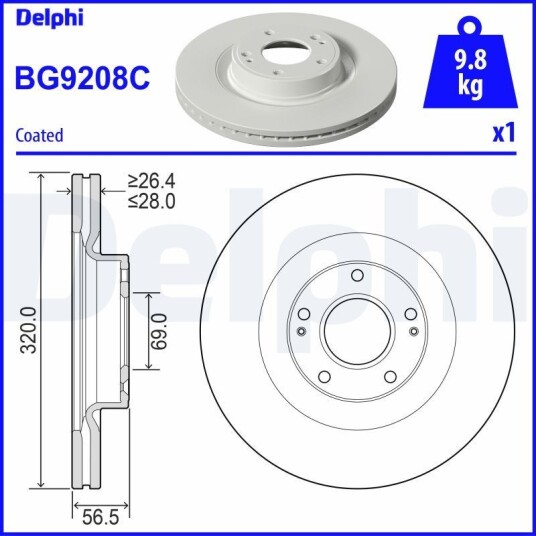 Bremseskive DELPHI BG9208C Bremseskive DELPHI BG9208C