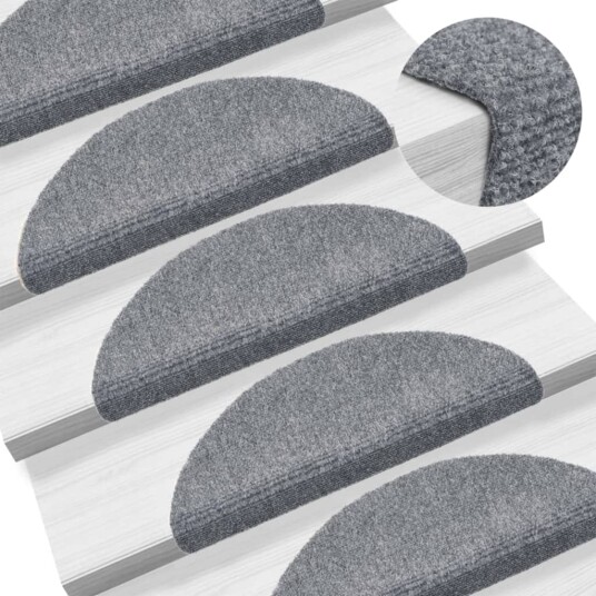 vidaXL Selvklebende trappematter 10 stk lysegrå 56x17x3 cm nålestempel vidaXL Selvklebende trappematter 10 stk lysegrå 56x17x3 cm nålestempel