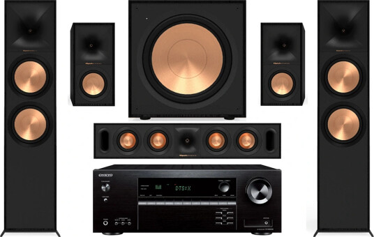Onkyo TX-NR5100 / Klipsch R-800F 5.1 pakke med receiver og høyttalere