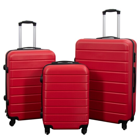 Borg Living Tilbud koffert - Sett med 3 stk. - Eksklusivt hardcase koffertsett - Rød og stripet