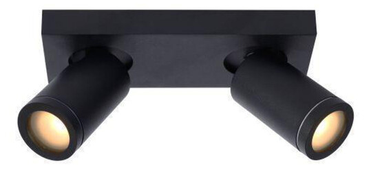 Lucide Taylor spot 2 lys IP44 baderom warm to dim 2x5W 2200-3000K - Svart