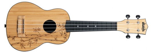 Kala Ukadelic Uk-Bamboo Bamboo Top Soprano Ukulele, Med Bag