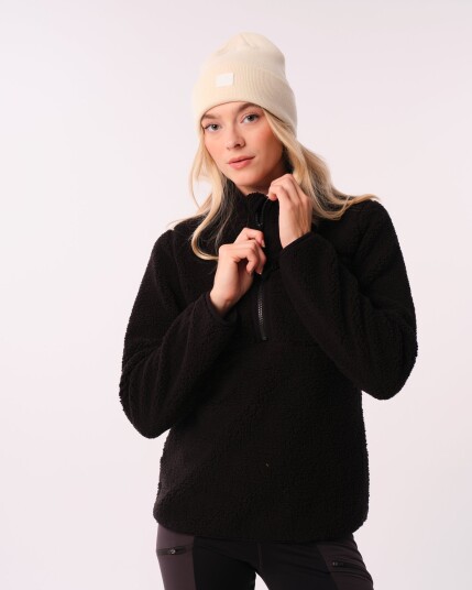 LEVITY Versatile 1/2 Zip Pile Sweater Black - XS