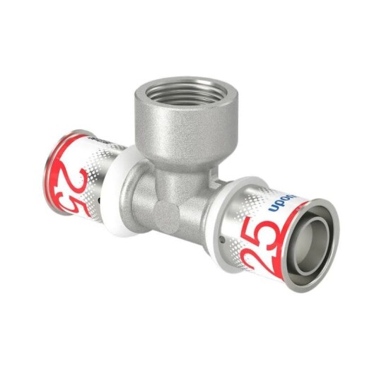 Uponor S-Press Plus 25mm T-Rør med Innvendig Gjenge for Gulvvarme og Vannsystemer