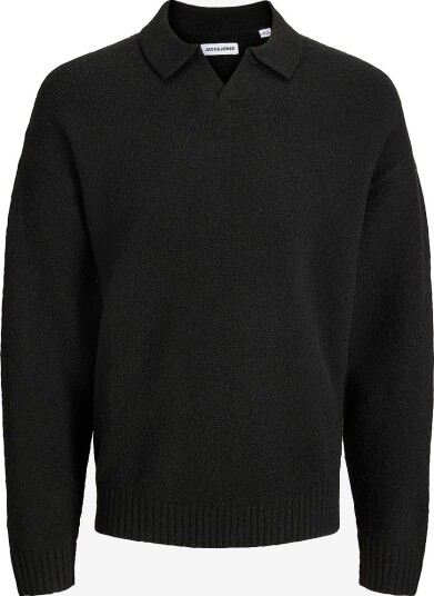 Jack & Jones Junior   Genser Jjesoho Ollie Knit Split Neck Jnr   Svart