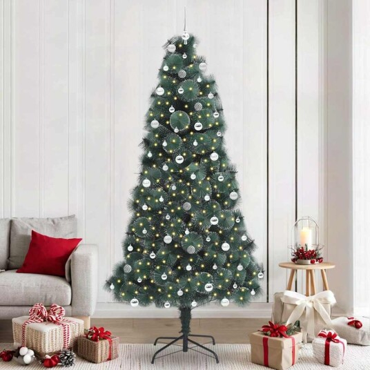 Kunstig Forbelyst Juletre med Kule Sett grønn 240 cm PET Kunstig Forbelyst Juletre med Kule Sett grønn 240 cm PET