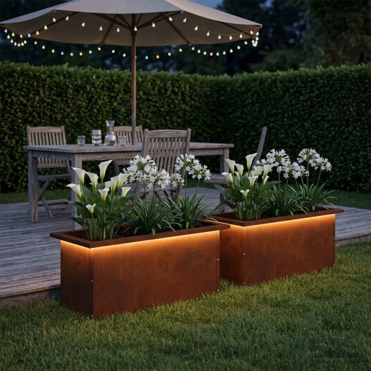 vidaXL Hageplantekasse med LED 2 stk. Rusten 30 x 60 x 30 cm