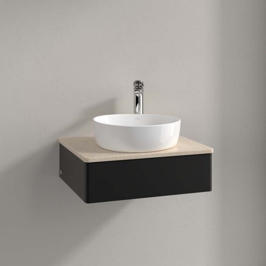 Villeroy & Boch Antao Servantskap med 1 skuff 60x50x19 cm m/lys Sort Matt/Crème Villeroy & Boch Antao Servantskap med 1 skuff 60x50x19 cm m/lys Sort Matt/Crème