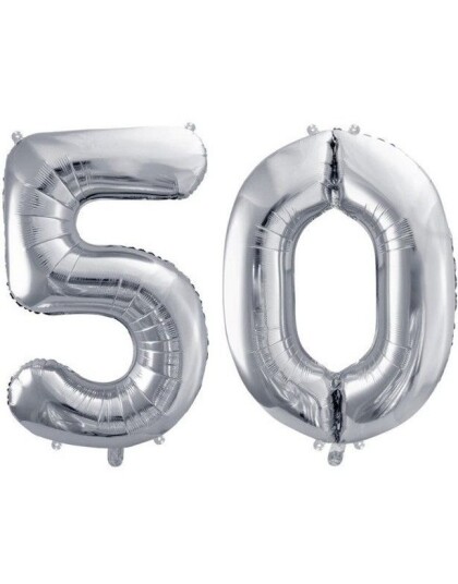 50 år ballonger 35 cm sølv