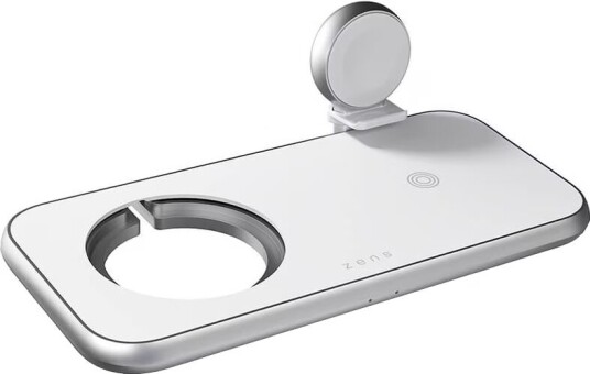 Zens Aluminium Series 4-i-1 Trådløs Lader for MagSafe, USB-A og Apple Watch - Hvit