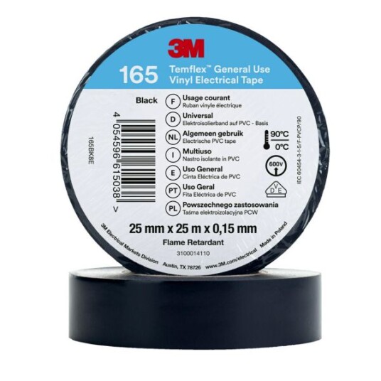 3M Temflex 165 El Vinyltape 19mm x 20m Grønn/Gul for Elektroverktøy 3M Temflex 165 El Vinyltape 19mm x 20m Grønn/Gul for Elektroverktøy