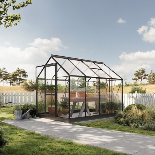 Drivhus Bruka Sortlakkert Sikkerhetsglass, Nei, 4,9 M²