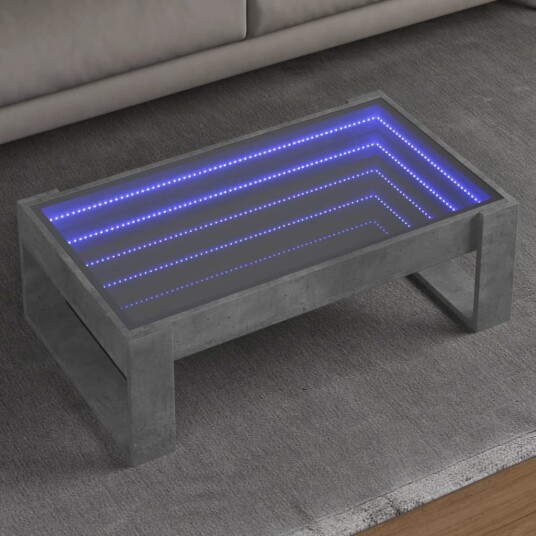  Salongbord med Infinity LED betonggrå 90x53x30 cm 847640