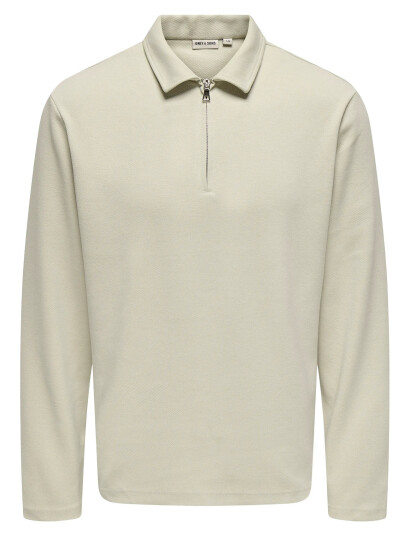 ONLY & SONS Onsnewkodyl Reg Half Zip Polo Sweat Vd - Cream - XL ONLY & SONS Onsnewkodyl Reg Half Zip Polo Sweat Vd - Cream - XL