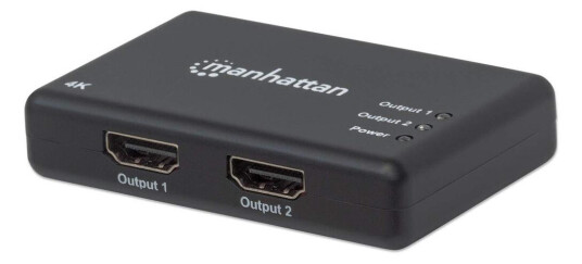 MANHATTAN MH Splitter, HDMI 1.4, 2 ports, AC Powered, Black, Retail Bo
